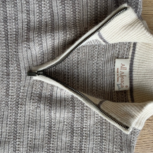 All Alpaca 100% Alpaca Sweater Quarter Zip Pullover Peru Size L - Picture 7 of 8